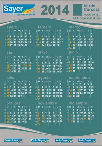 Calendario de pared Sayer